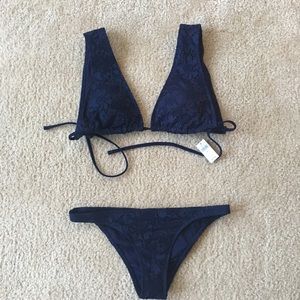Navy crochet bikini bottoms NWT